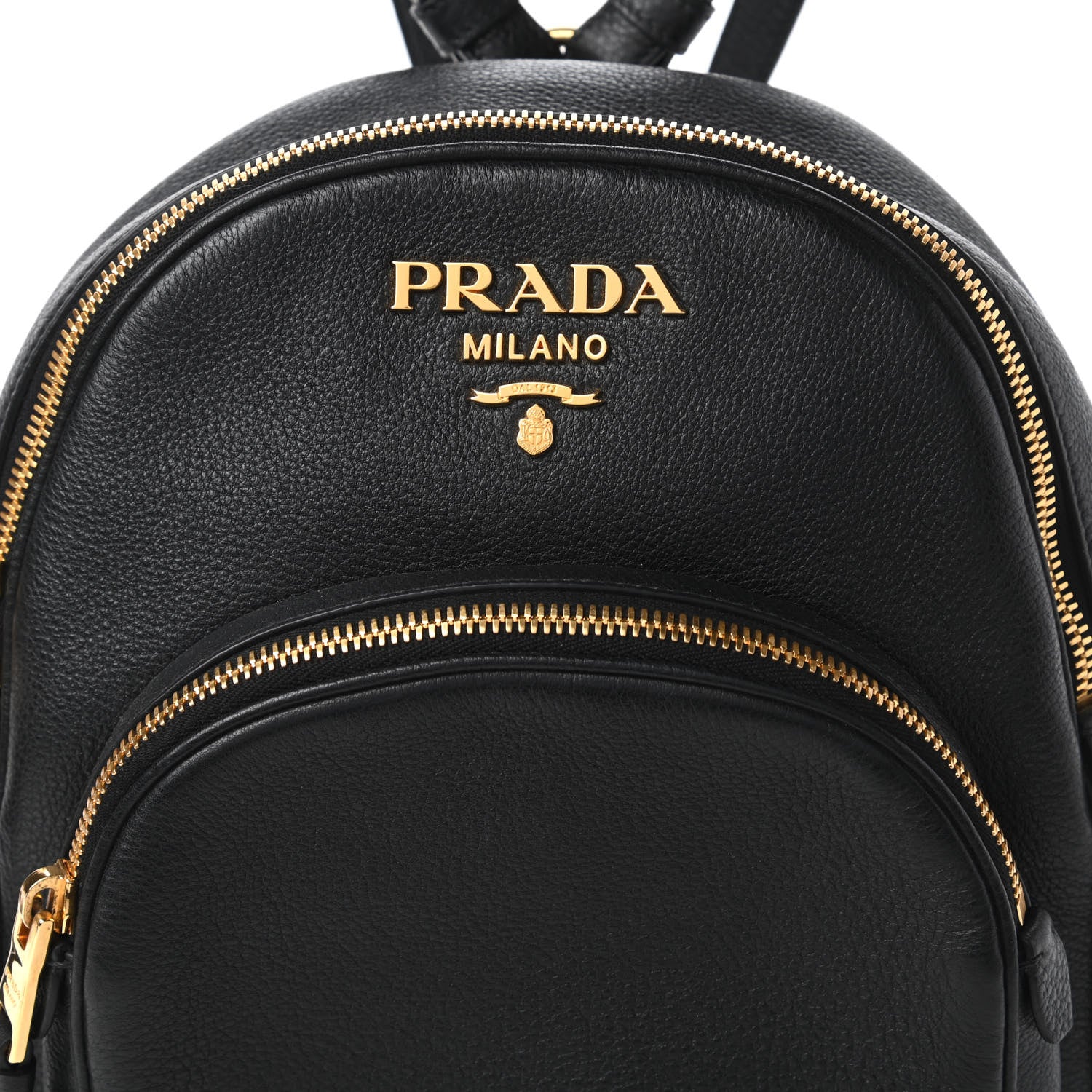 Prada Vitello Daino Zip Backpack Black 9 of 10