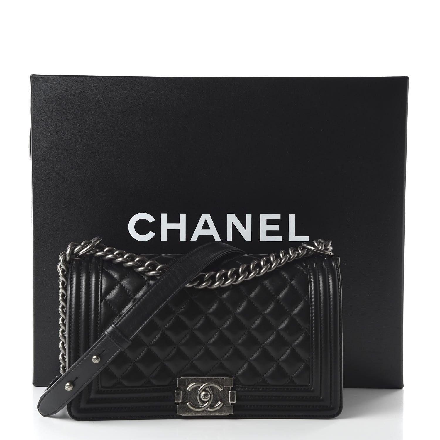 Chanel Lambskin Quilted Medium Boy Flap Black 10 of 10