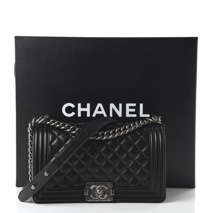 Chanel Lambskin Quilted Medium Boy Flap Black 10 of 10