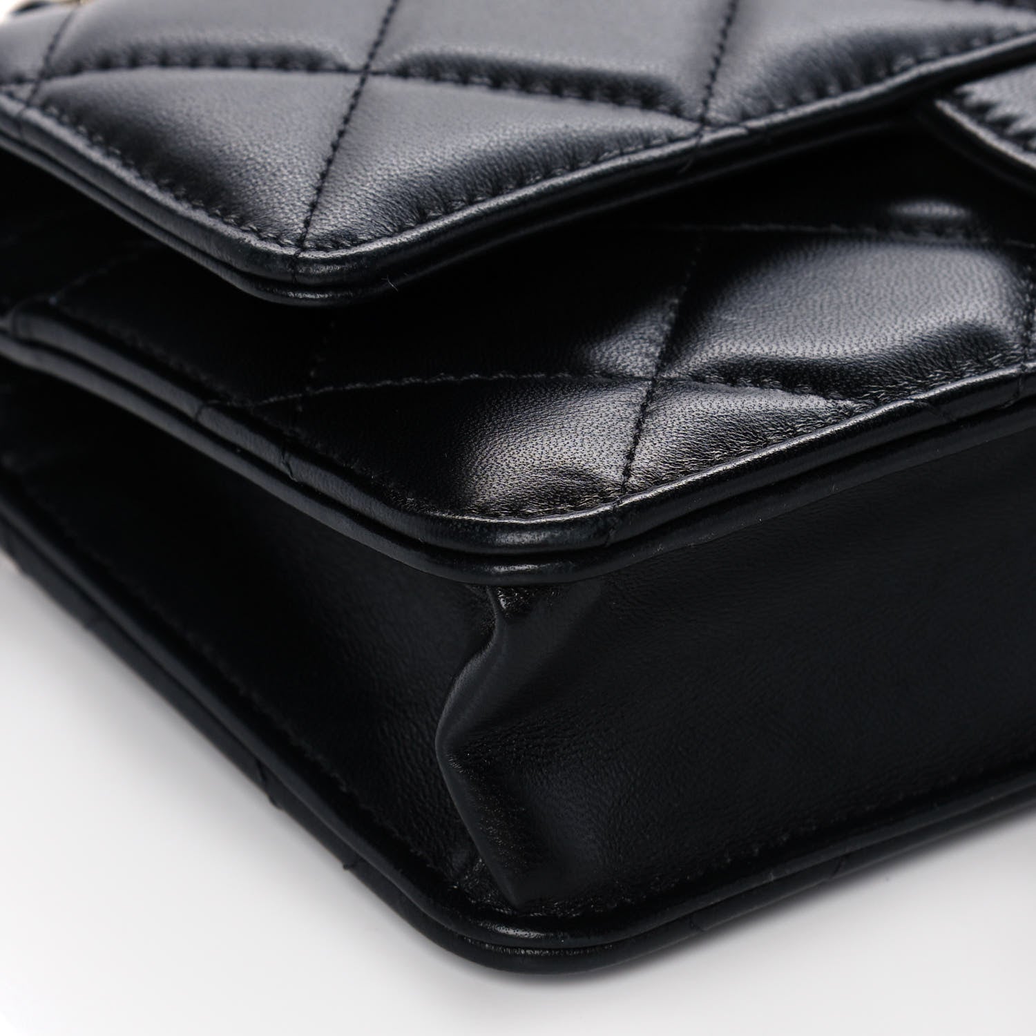 Chanel Lambskin Plexi Quilted Wallet On Chain WOC Black 7 of 14