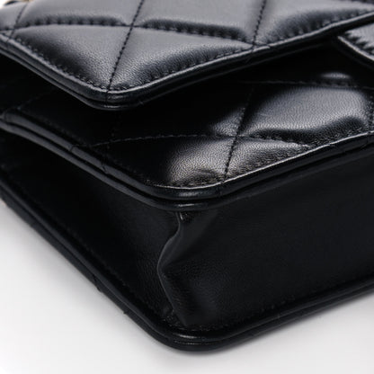 Chanel Lambskin Plexi Quilted Wallet On Chain WOC Black 7 of 14