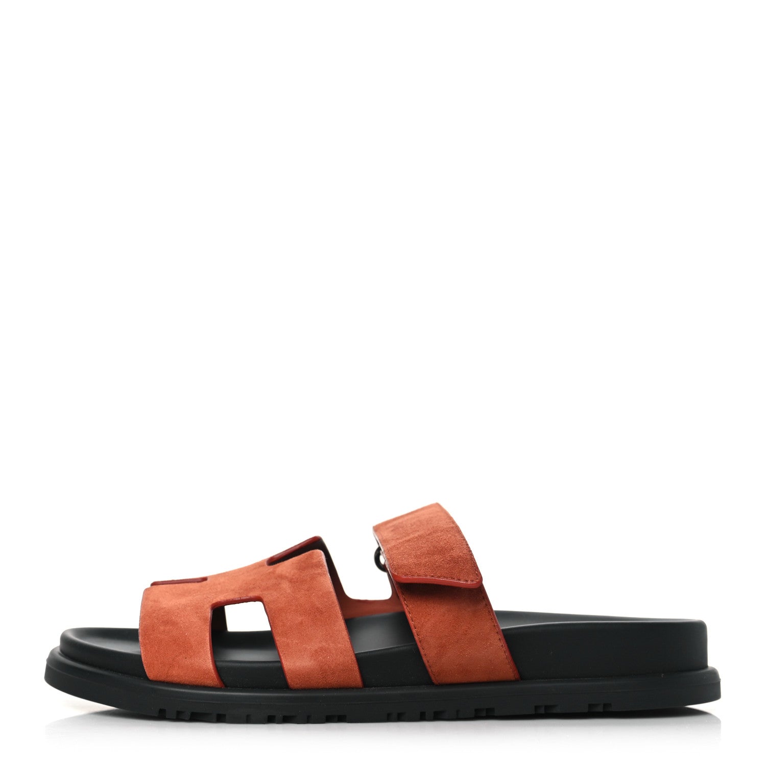 Hermes Suede Goatskin Womens Chypre Sandals 37.5 Orange Canyon 1 of 9