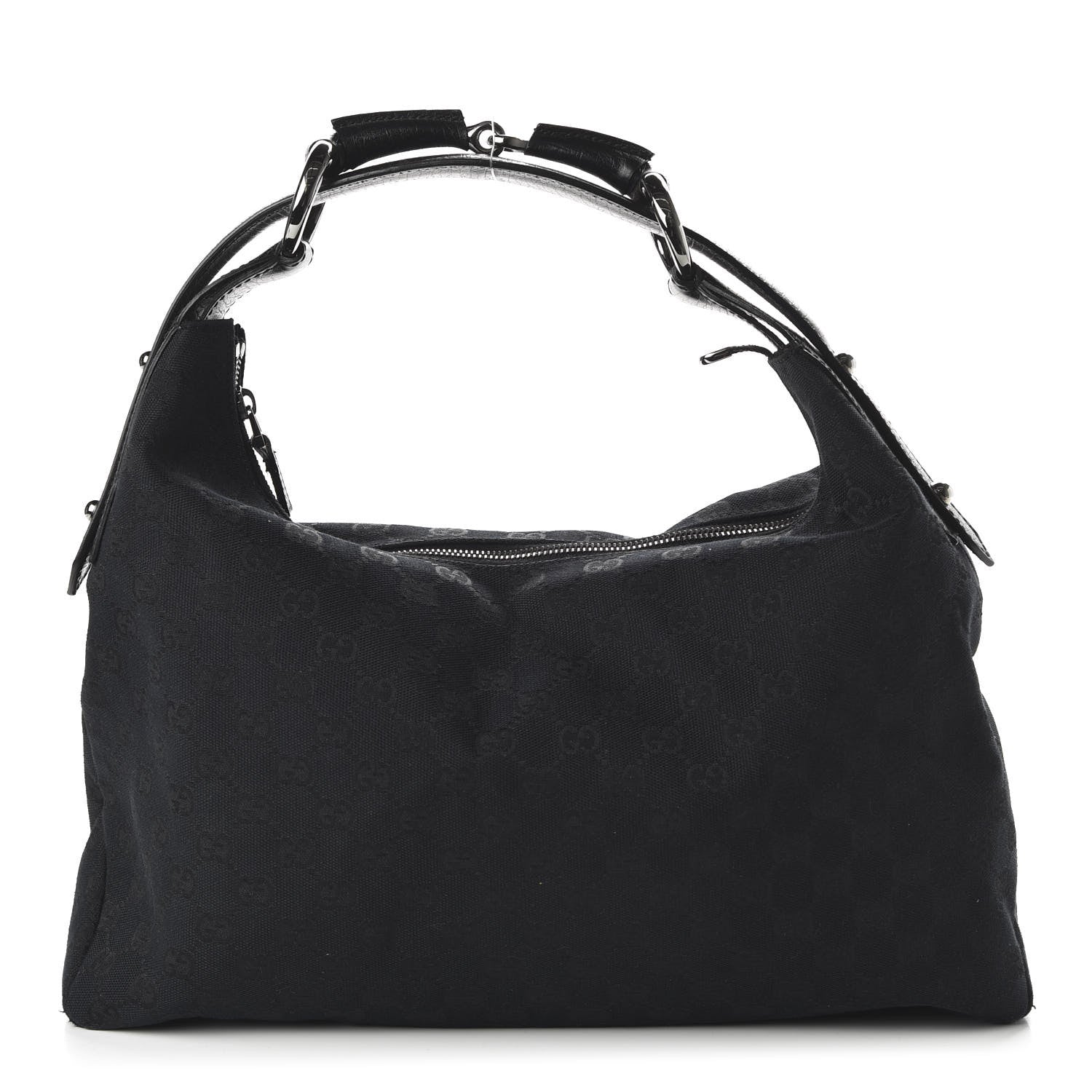 Gucci Monogram Medium Horsebit Chain Hobo Black 1 of 10