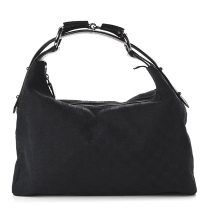 Gucci Monogram Medium Horsebit Chain Hobo Black 1 of 10