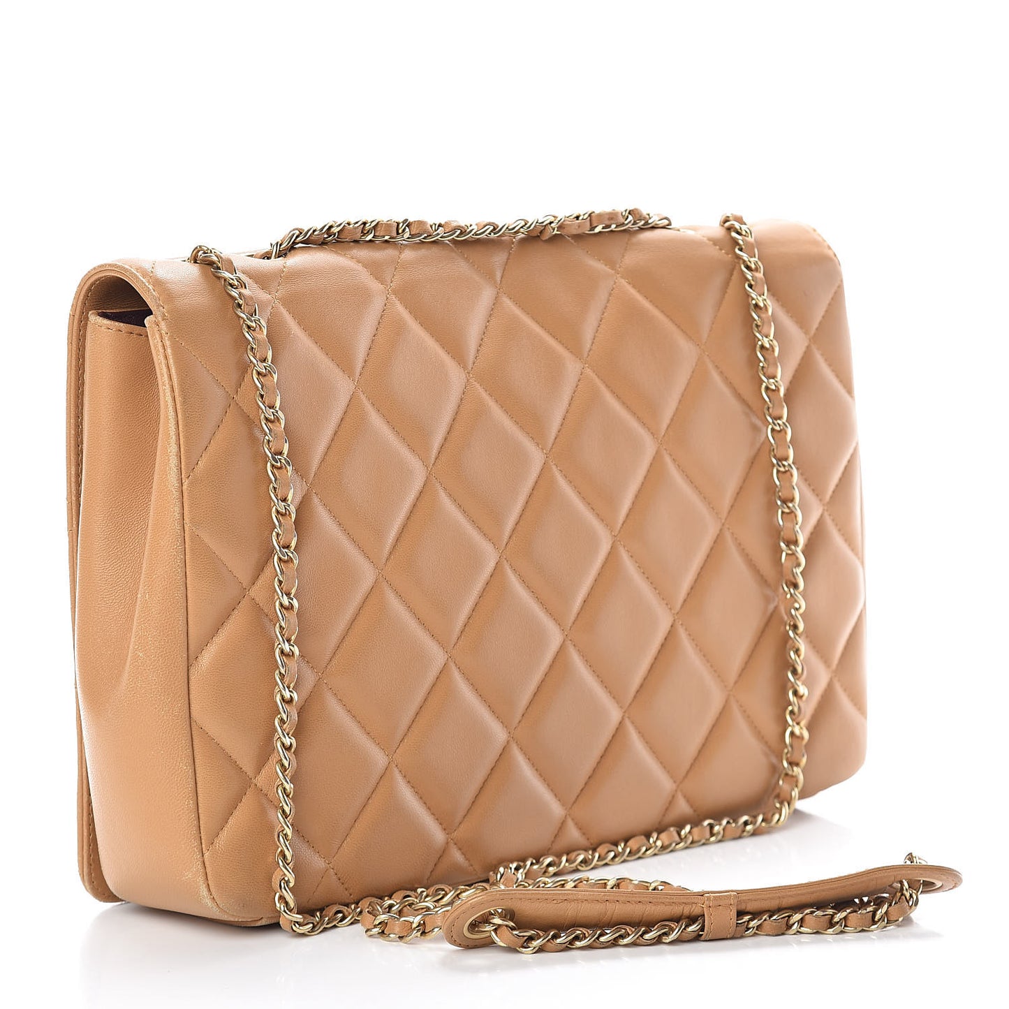 Lambskin Quilted Medium Diamond CC Flap Beige
