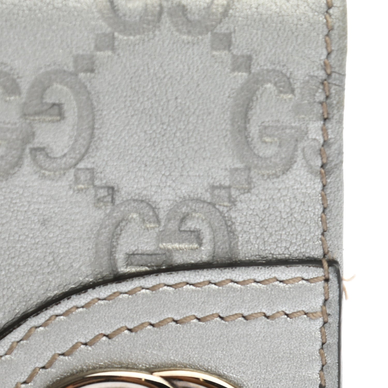 Gucci Metallic Guccissima Interlocking G Flap Card Case Silver 8 of 10