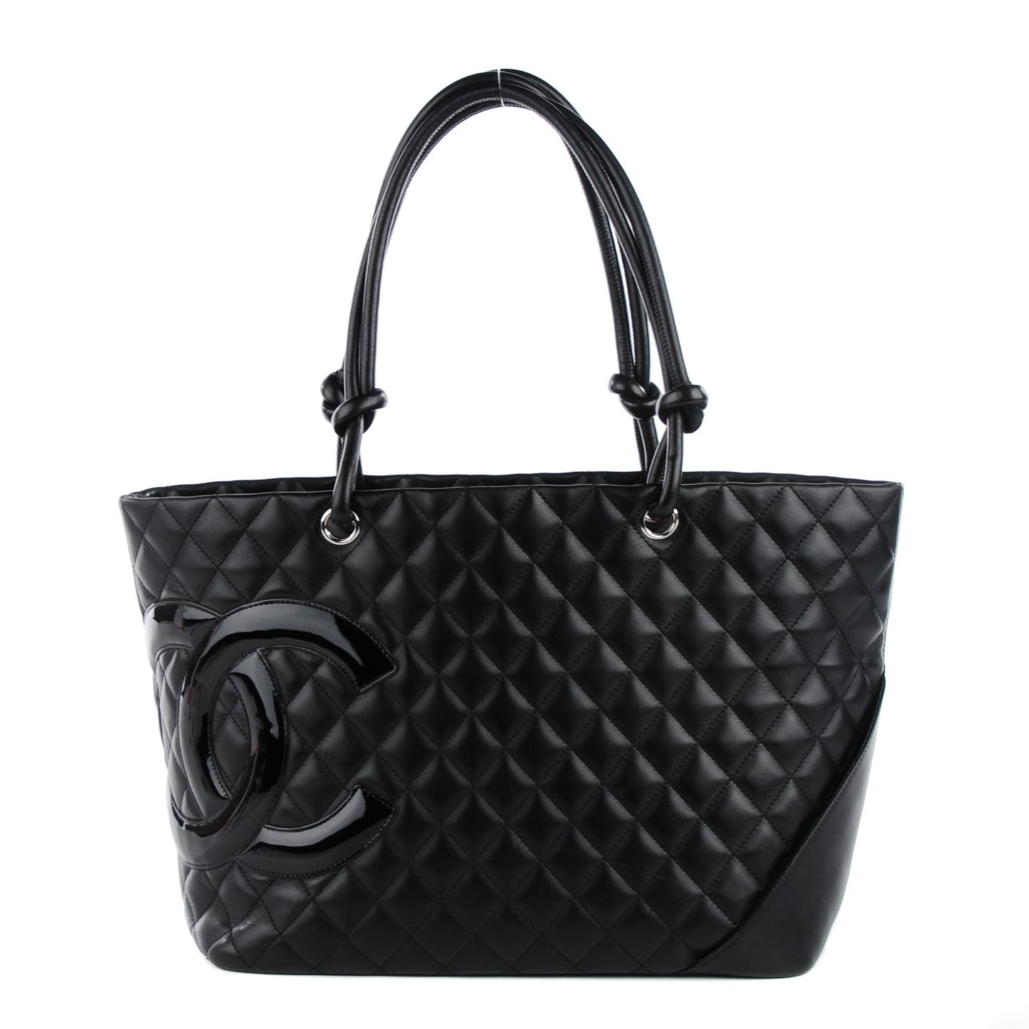 Calfskin Quilted Large Cambon Tote Black