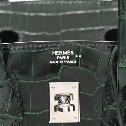 Hermes Shiny Niloticus Crocodile Birkin 25 Vert Fonce 23 of 32