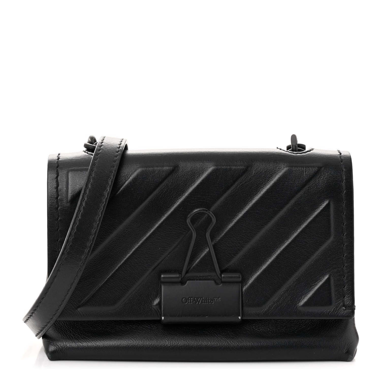 Off-White Calfskin Diag Small Binder Clip Crossbody Black 1 of 11