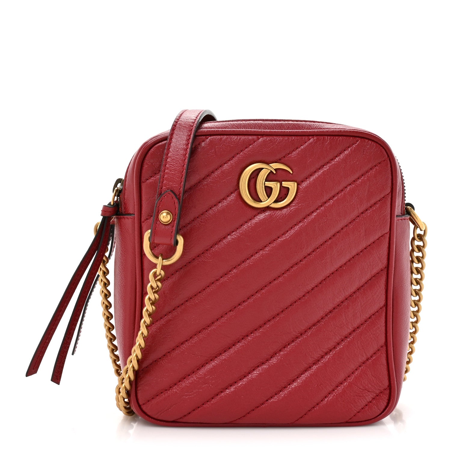 Gucci Azalea Calfskin Matelasse Diagonal Tall GG Marmont Crossbody Bag Romantic Cerise 1 of 11