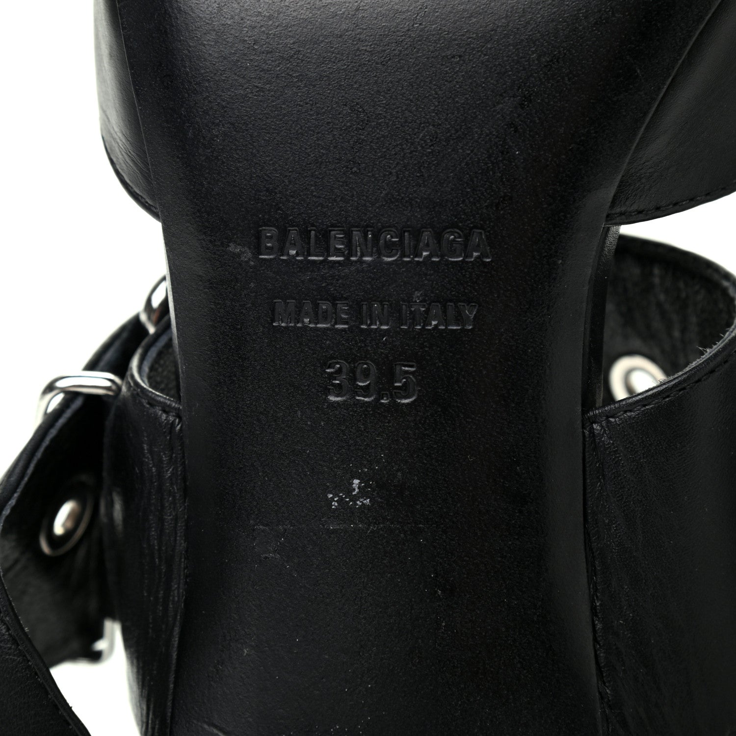Balenciaga Shiny Calfskin Belt 40mm Mules 39.5 Black 7 of 8