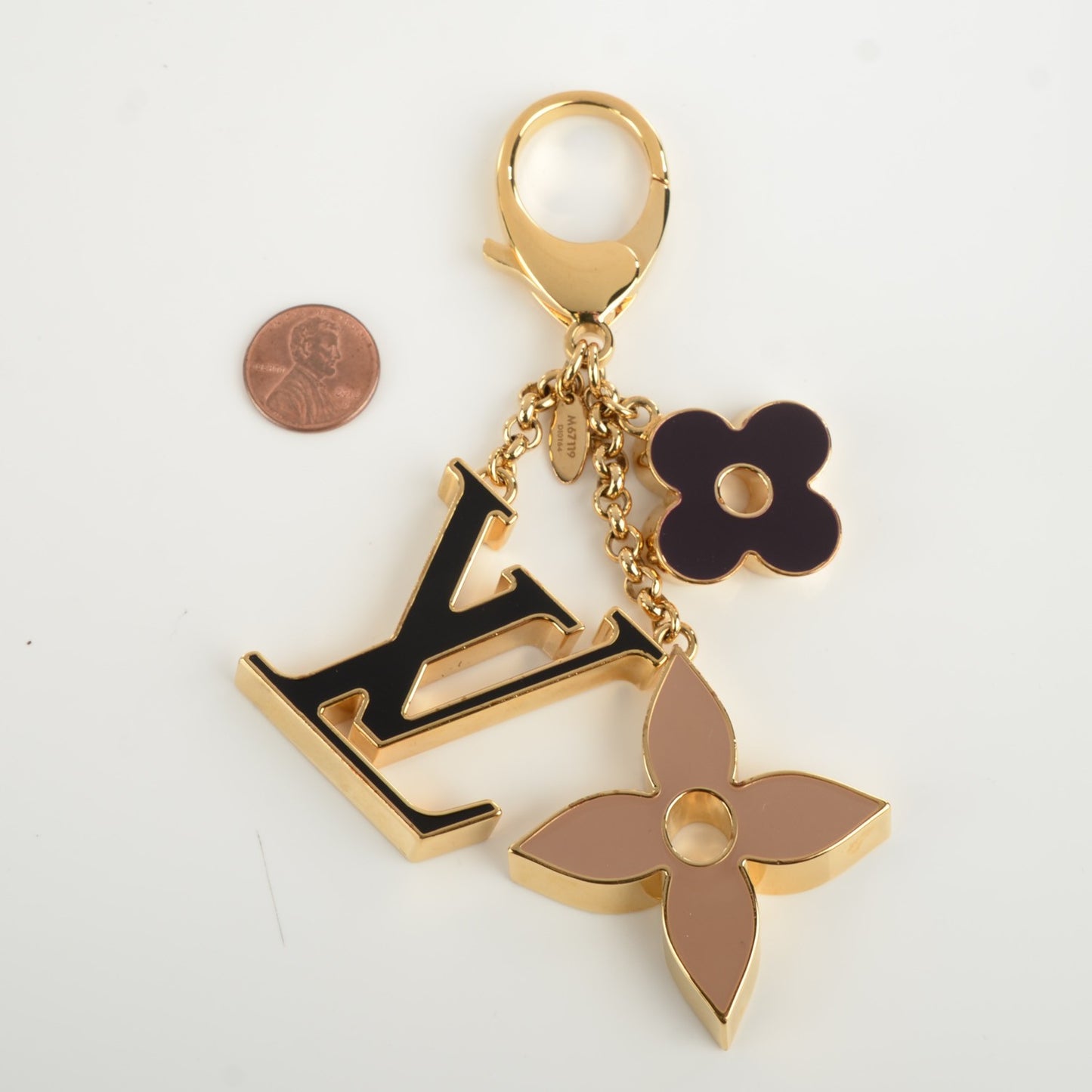 Fleur De Monogram Bag Charm Dore