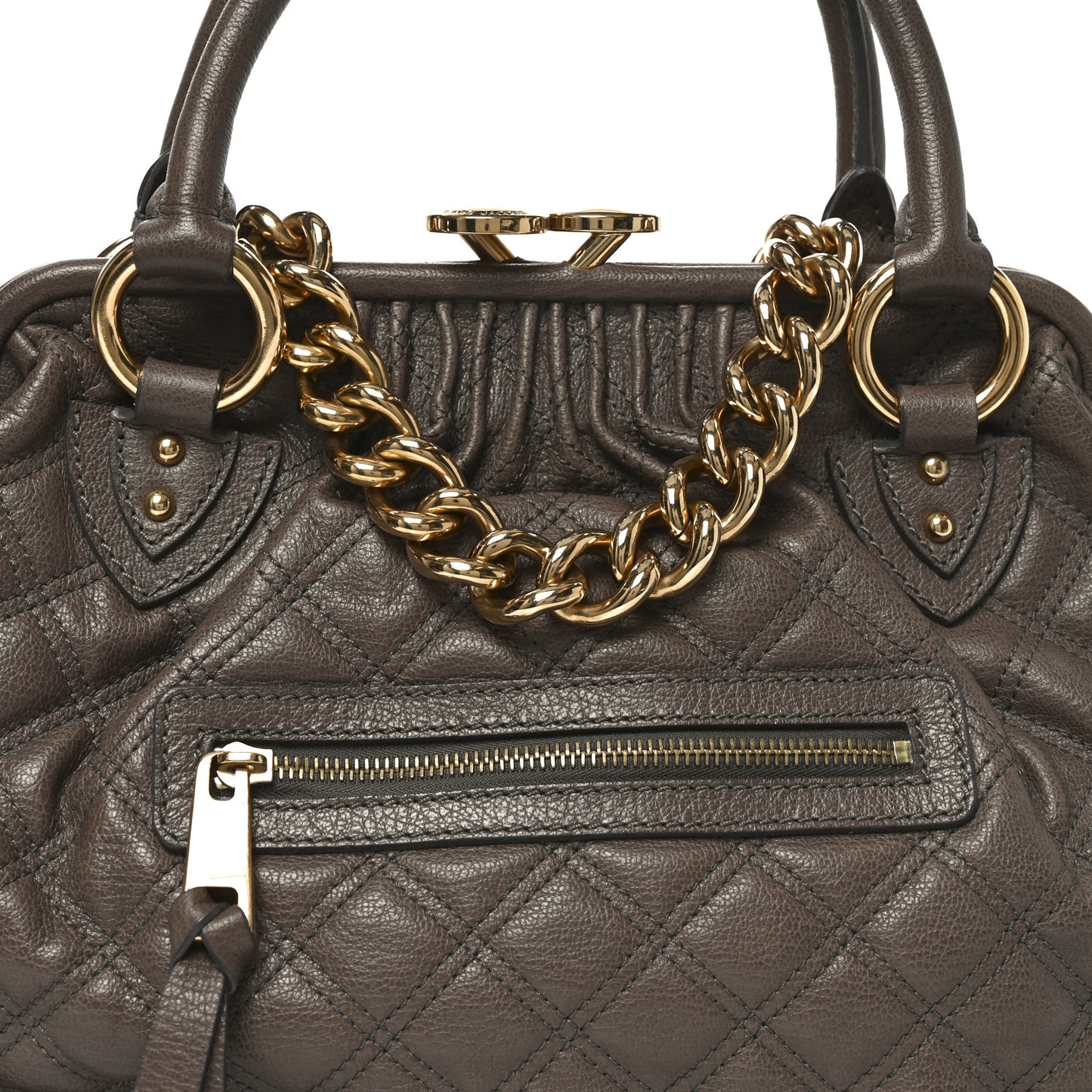 Calfskin Quilted Stam Brown