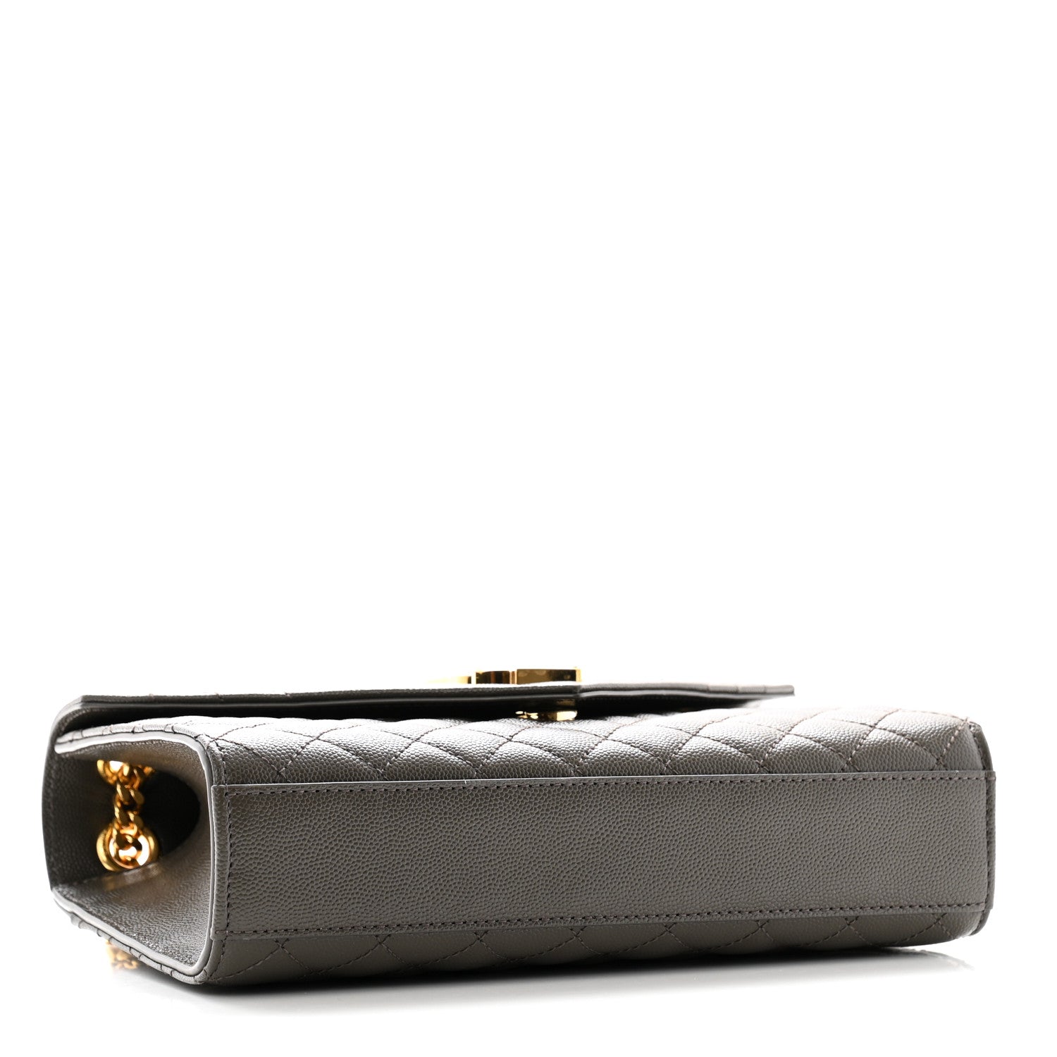 Saint Laurent Grain De Poudre Textured Mixed Matelasse Medium Triquilt Monogram Satchel Vert Fonce 4 of 11