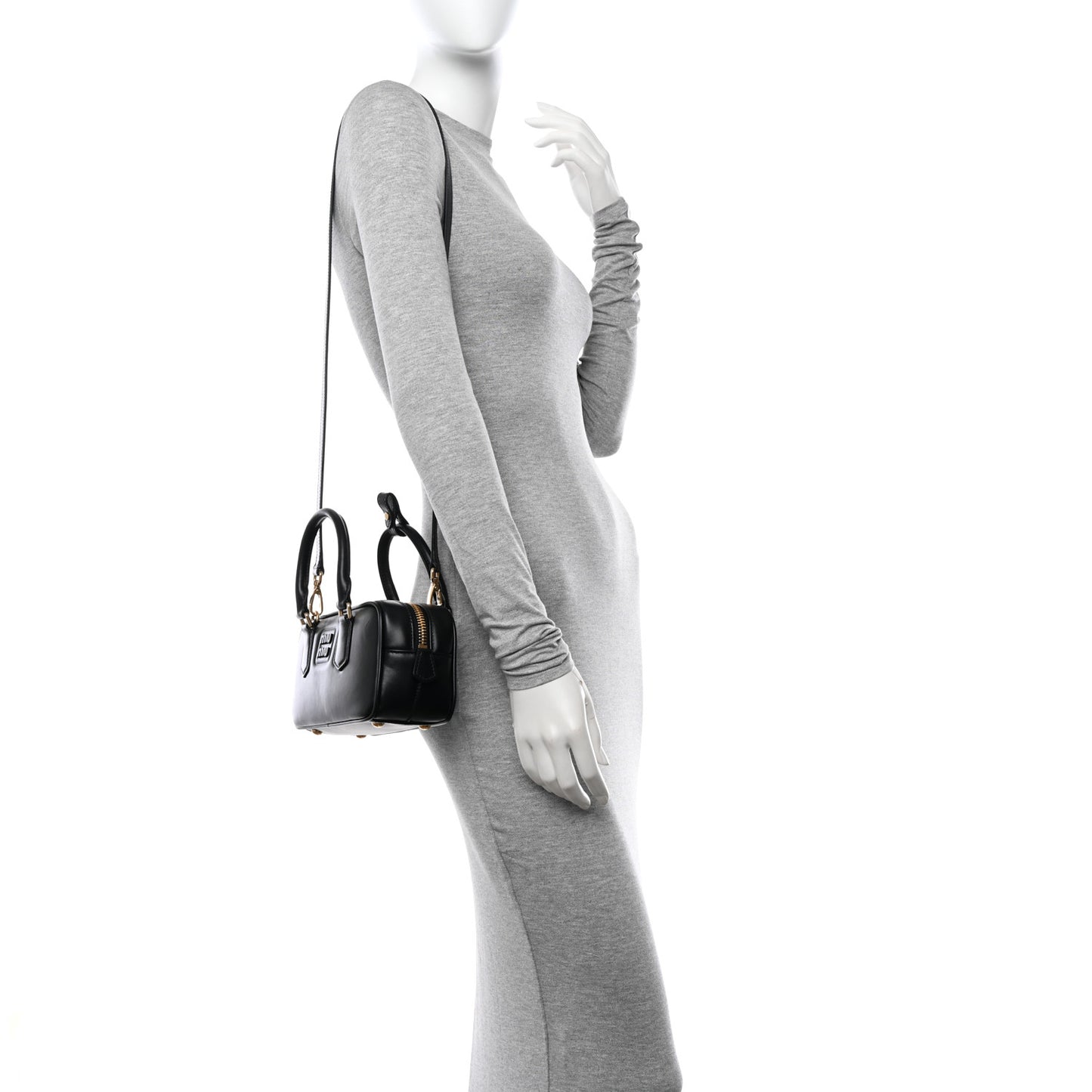 Calfskin Mini Arcadie Top Handle Bag Black