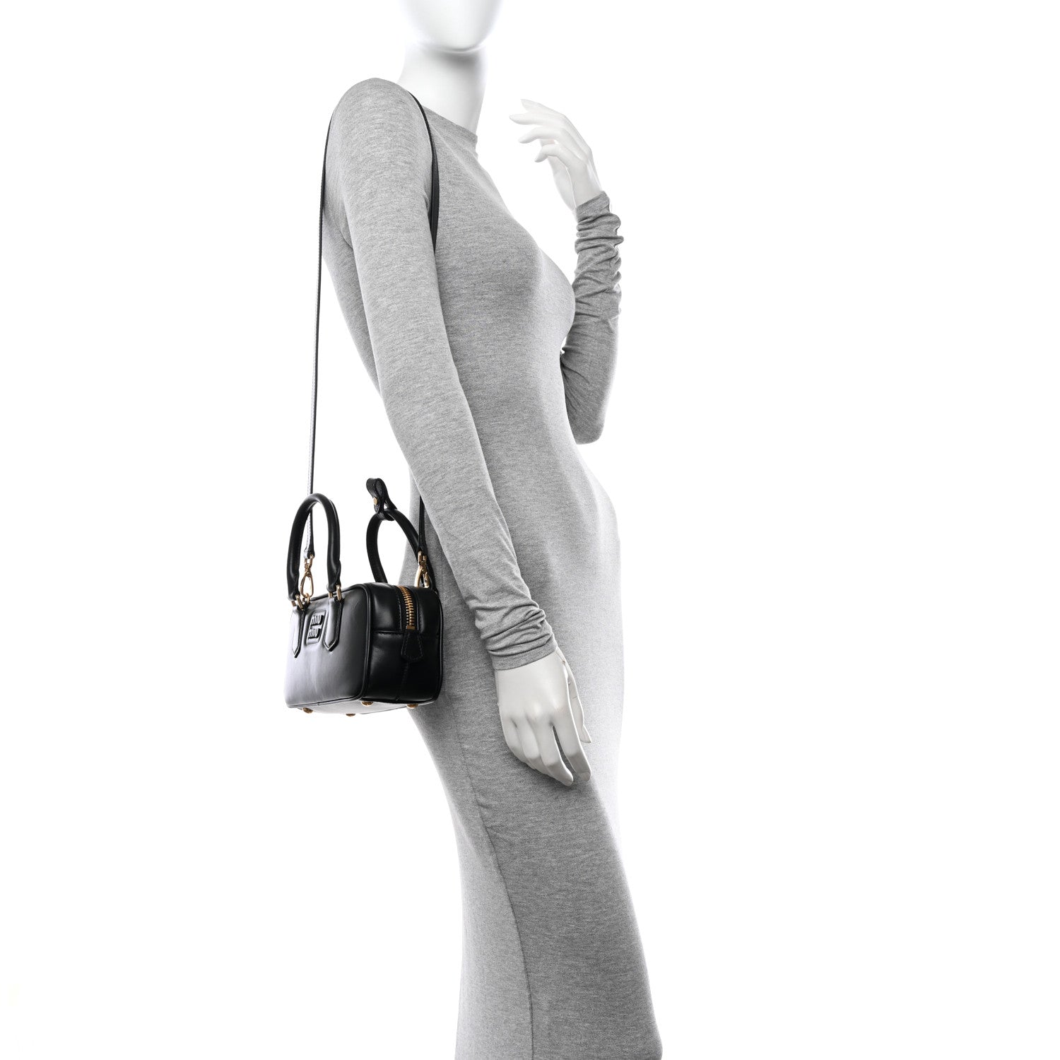 Miu Miu Calfskin Mini Arcadie Top Handle Bag Black 2 of 10