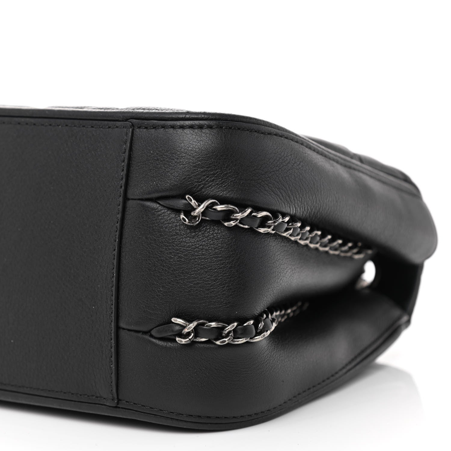 Chanel Calfskin Quilted Medium Frame in Chain Flap Black 9 of 10