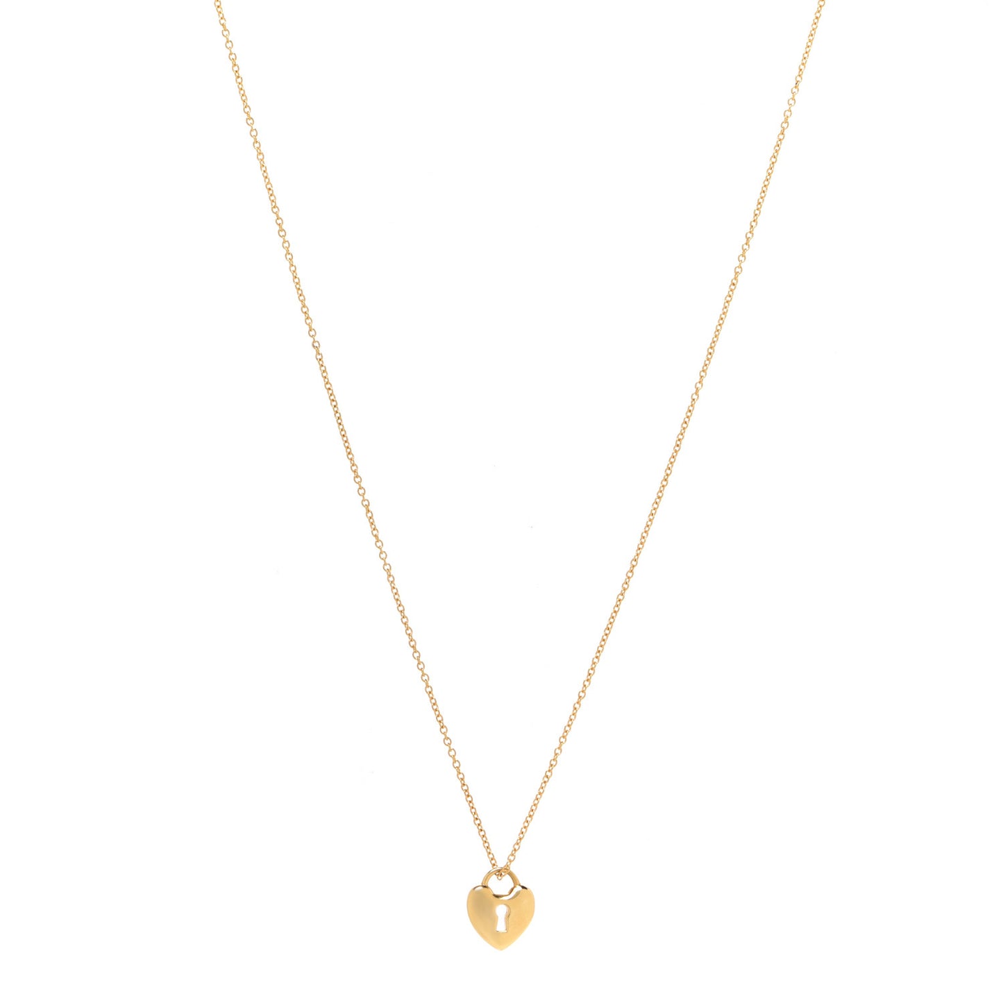 18K Yellow Gold Mini Heart Lock Pendant Necklace