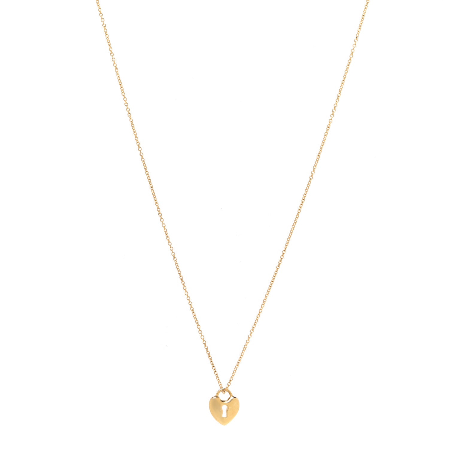 Tiffany 18K Yellow Gold Mini Heart Lock Pendant Necklace 1 of 6