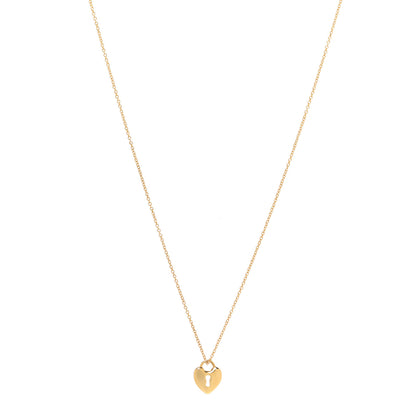 Tiffany 18K Yellow Gold Mini Heart Lock Pendant Necklace 1 of 6
