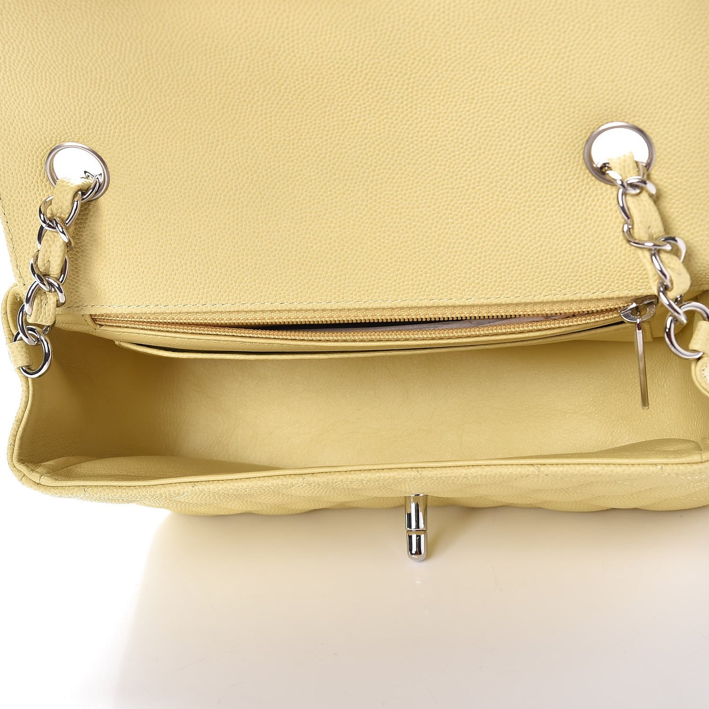 Caviar Quilted Mini Rectangular Flap Light Yellow