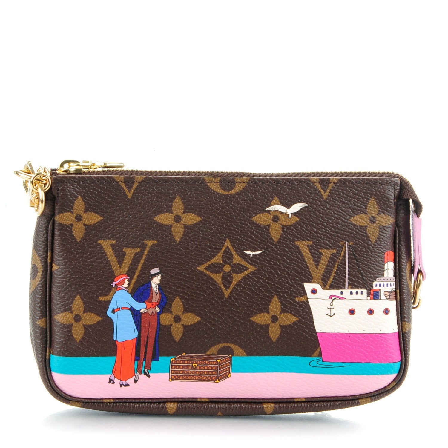 Louis Vuitton Monogram 2016 Christmas Animation Mini Pochette Accessories Rose Ballerine 1 of 7