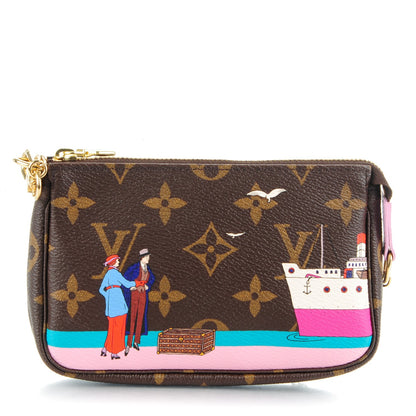 Louis Vuitton Monogram 2016 Christmas Animation Mini Pochette Accessories Rose Ballerine 1 of 7