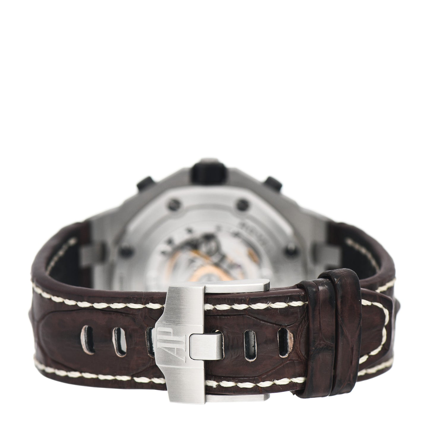 Stainless Steel Alligator 42mm Royal Oak Offshore Chronograph Automatic Watch Ivory 26470ST.OO.A801CR.01