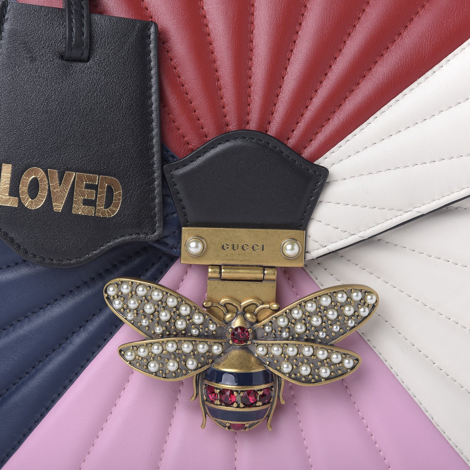 Gucci Calfskin Bamboo Trapuntata Queen Margaret Backpack Blue Agata Hibiscus Red Mystic White Sugar Pink 10 of 11