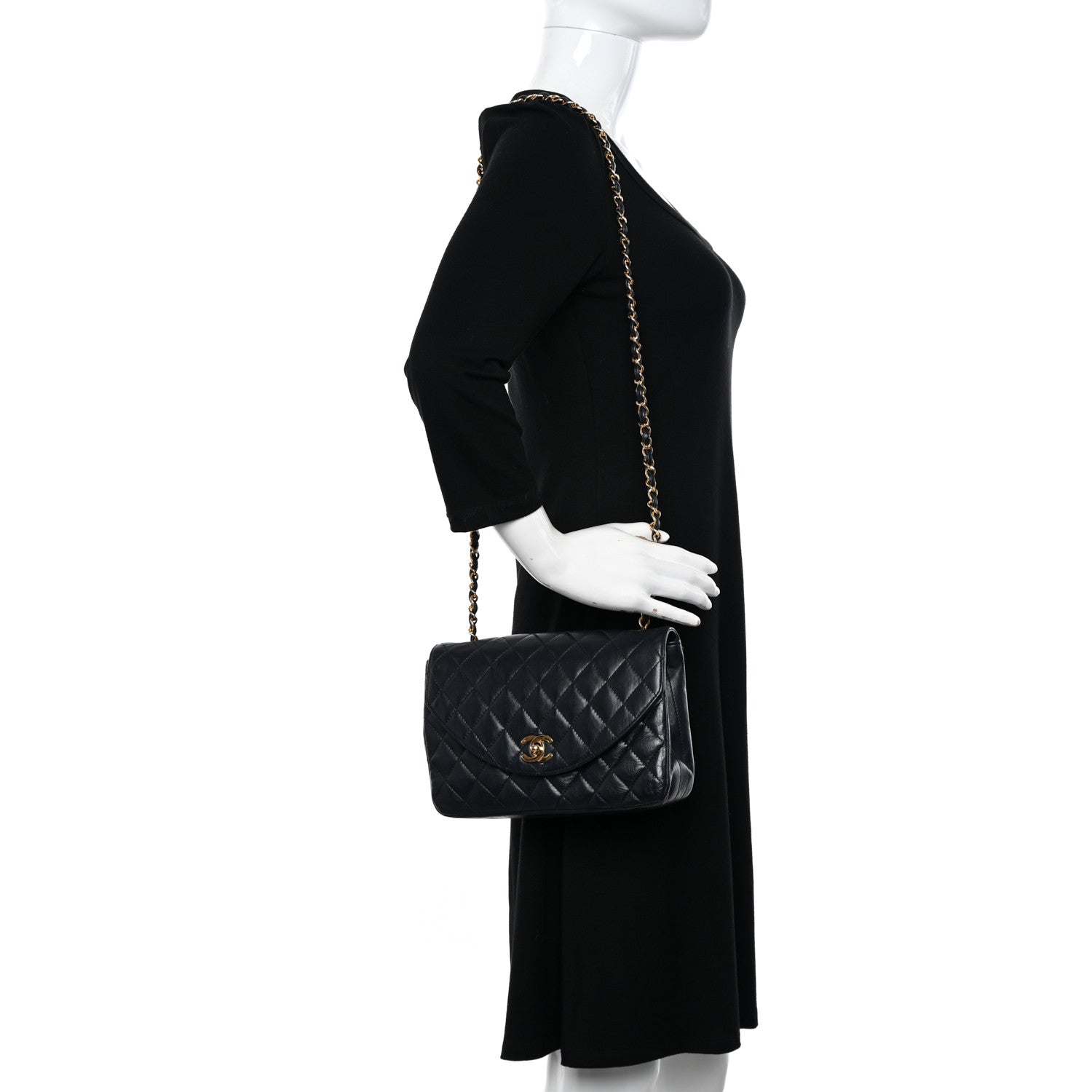 Chanel Lambskin Quilted Round Flap Navy 2 of 12