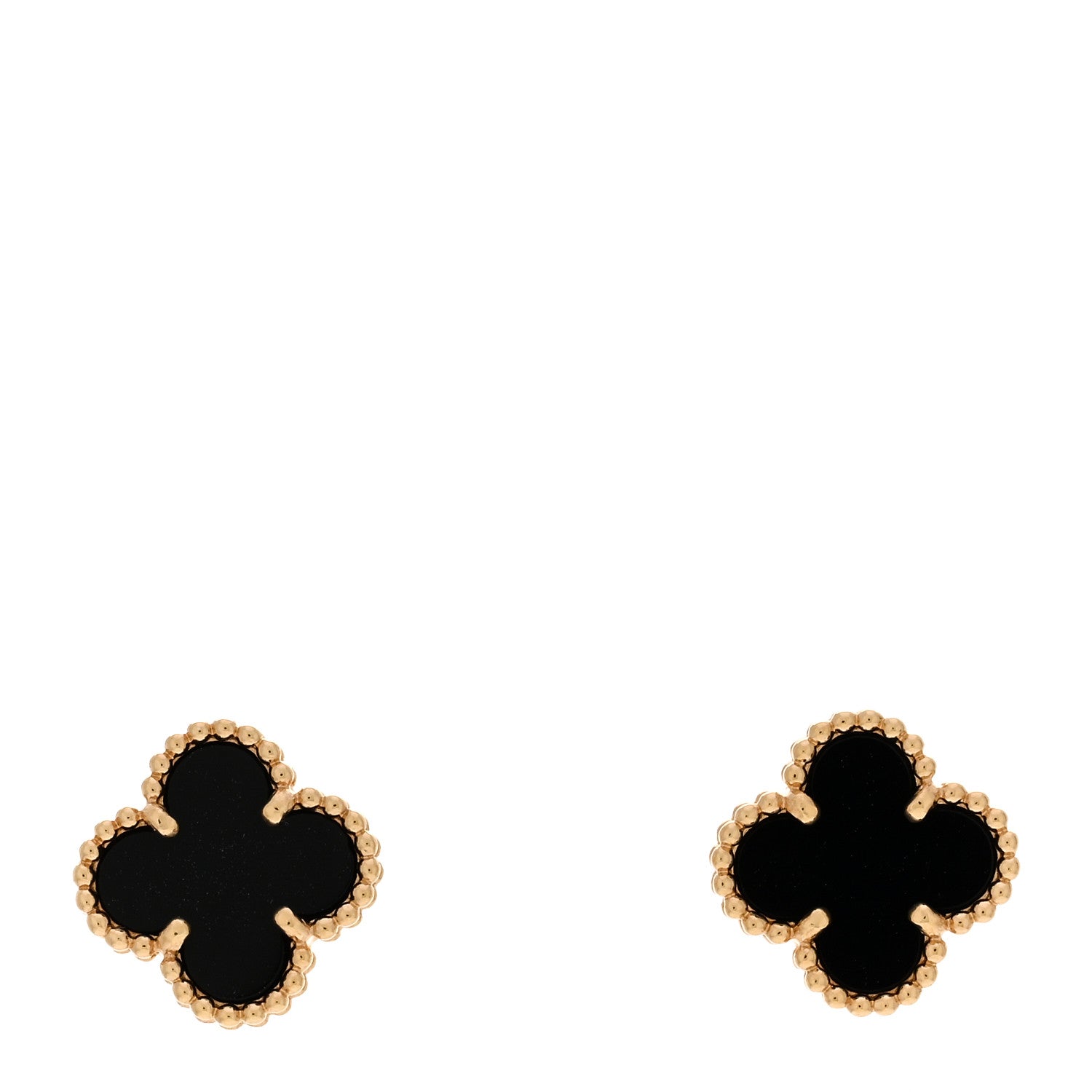 Van Cleef & Arpels 18K Yellow Gold Black Onyx Sweet Alhambra Earrings 1 of 5