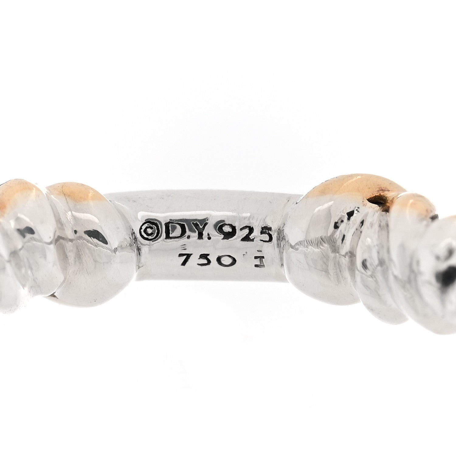 David Yurman Sterling Silver 18K Yellow Gold Diamond Petite Helena Wrap Ring 54 7 4 of 4