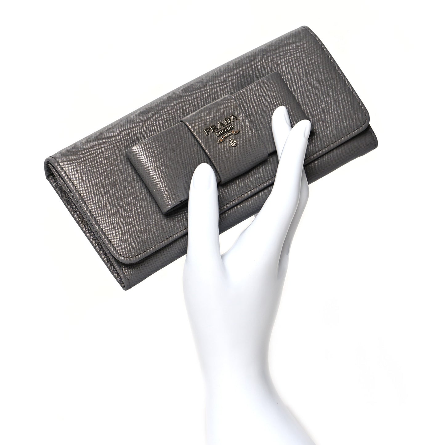Saffiano Fiocco Bow Continental Wallet Grey