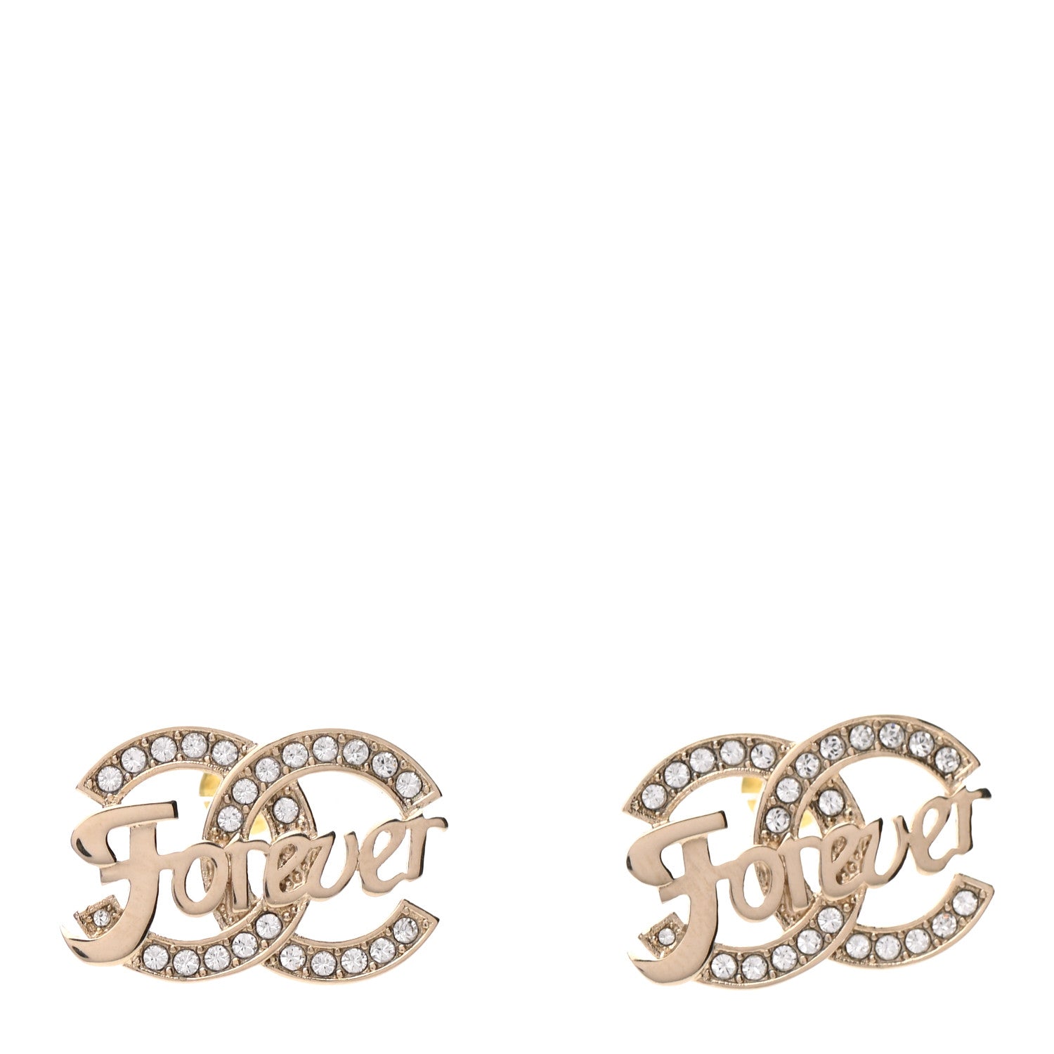 Chanel Crystal CC Forever Earrings Gold 1 of 4