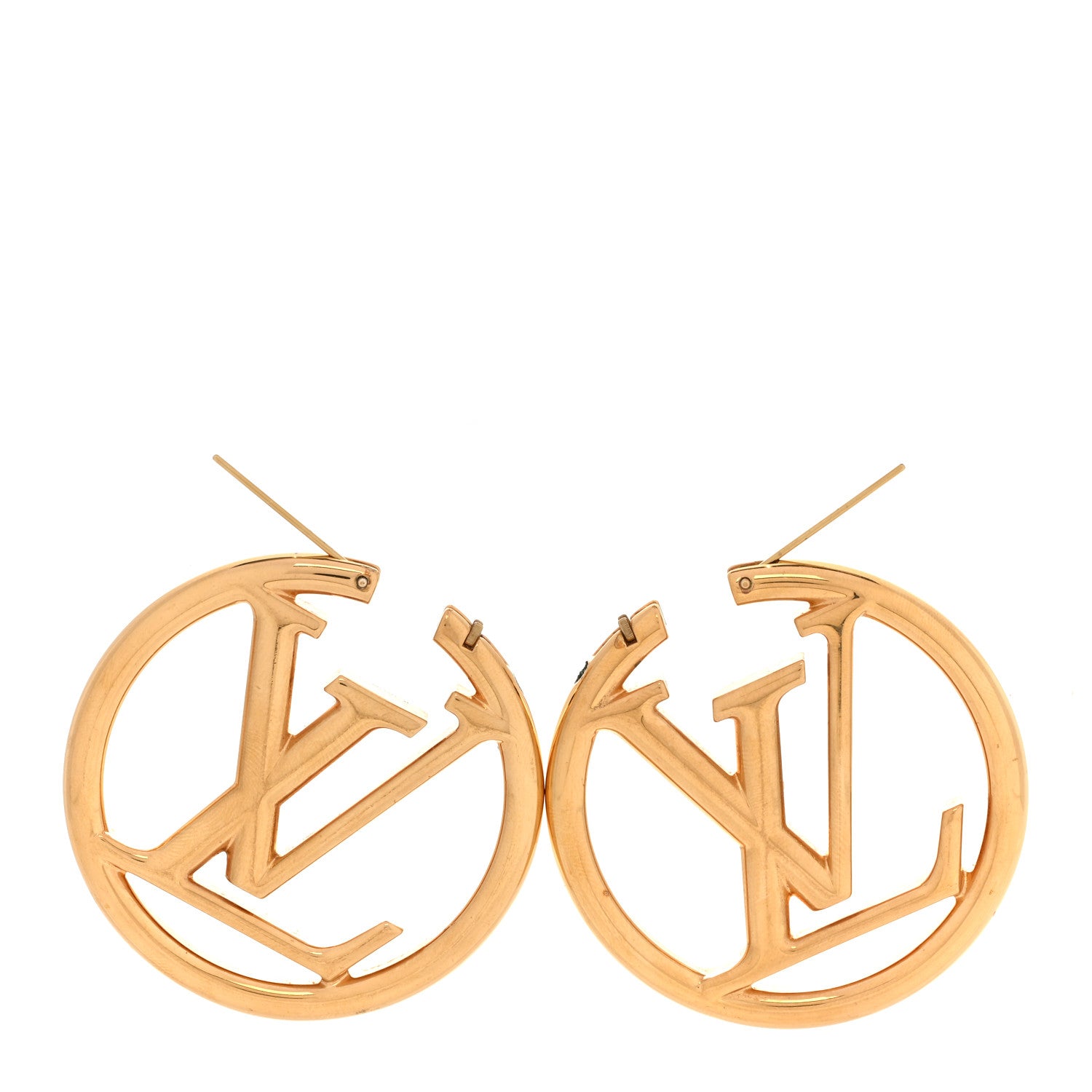 Louis Vuitton Metal Louise Hoop Earrings Gold 3 of 6