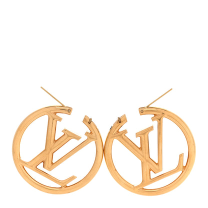 Louis Vuitton Metal Louise Hoop Earrings Gold 3 of 6