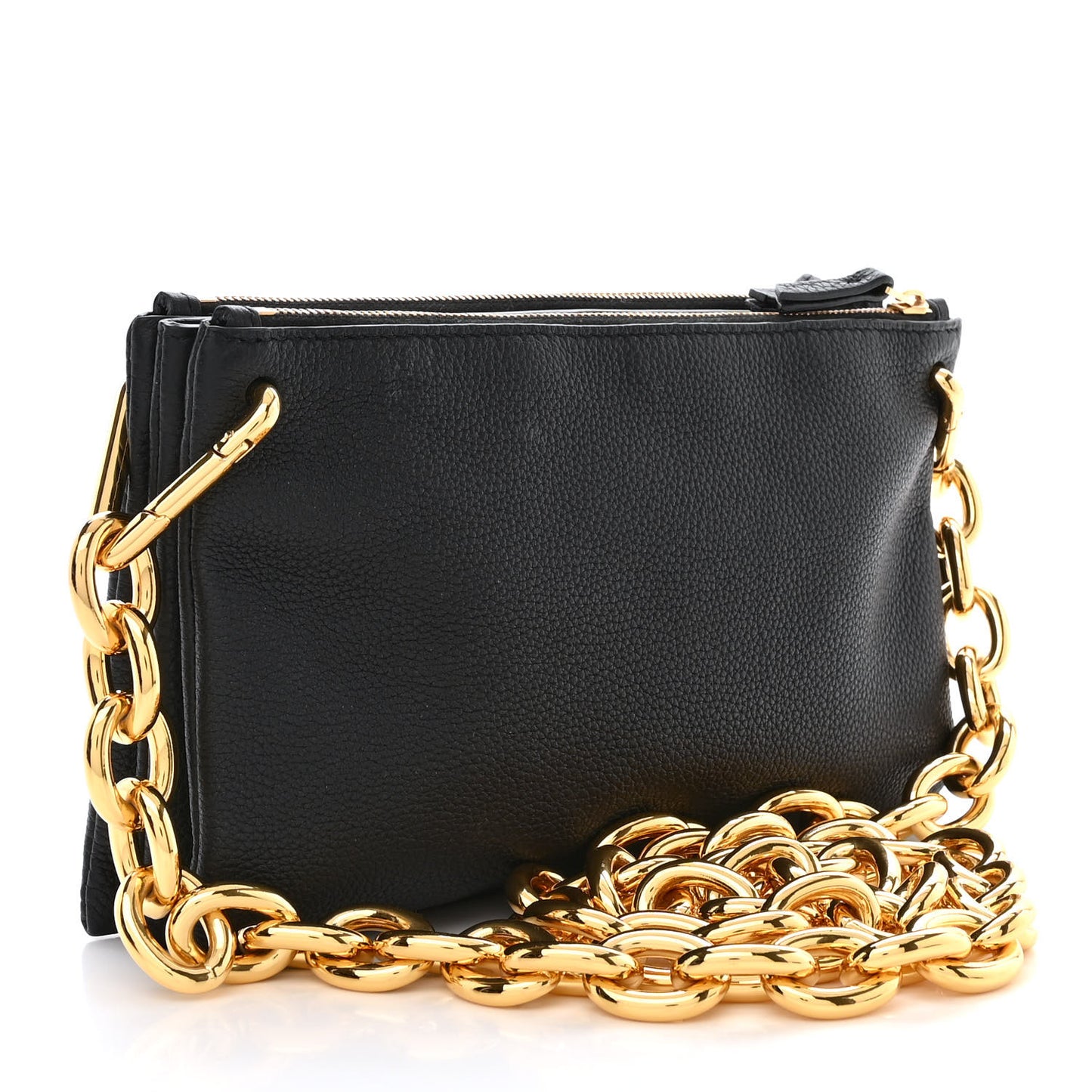 Grained Calfskin Saint Germain Chain Crossbody Pouch Black