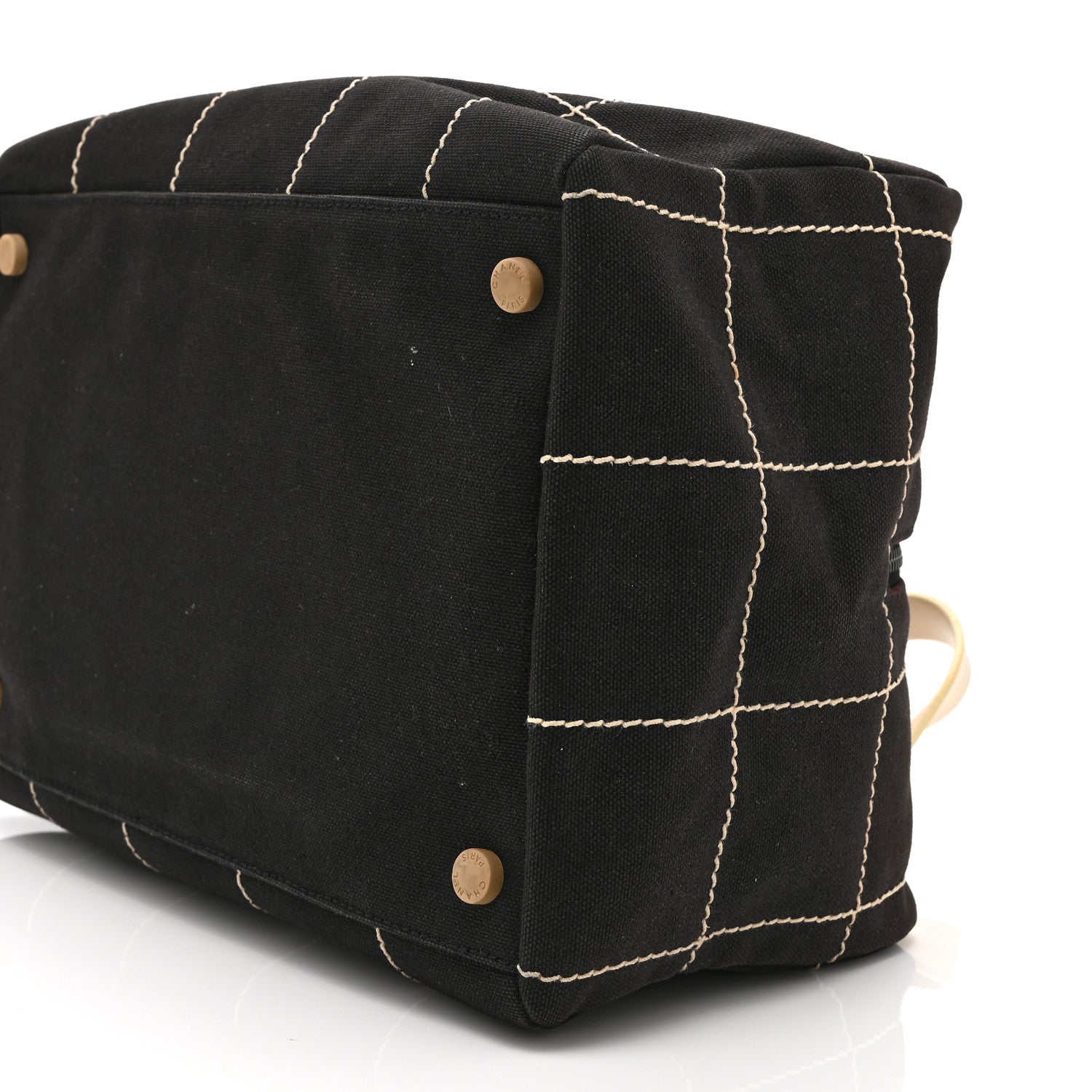 Chanel Canvas Square Stitched CC Boston Bag Black 11 of 11