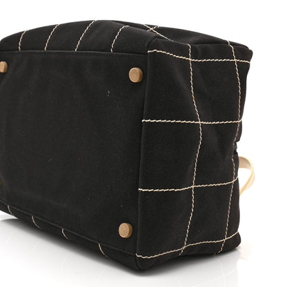 Chanel Canvas Square Stitched CC Boston Bag Black 11 of 11