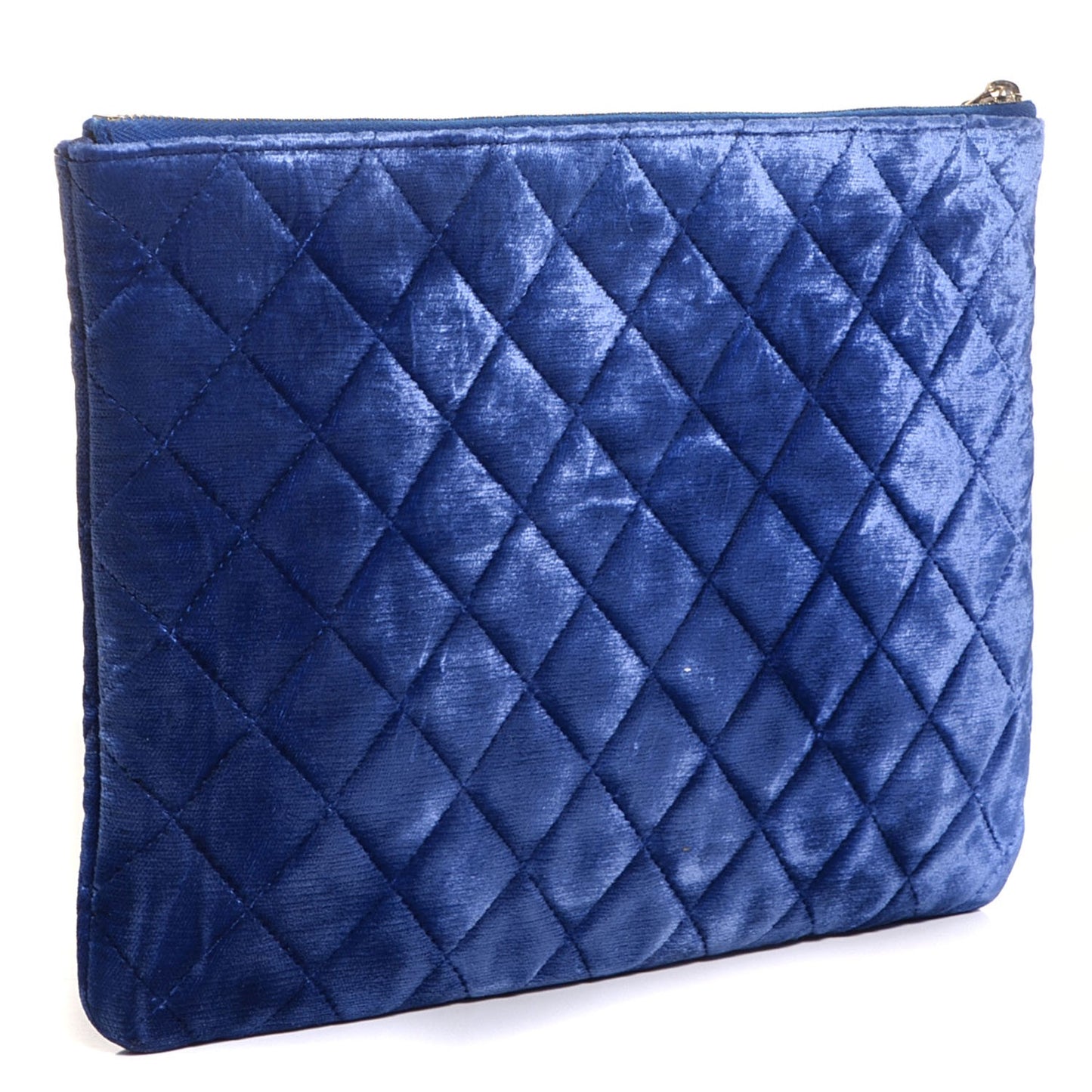 Velvet Quilted Medium Cosmetic Case Blue