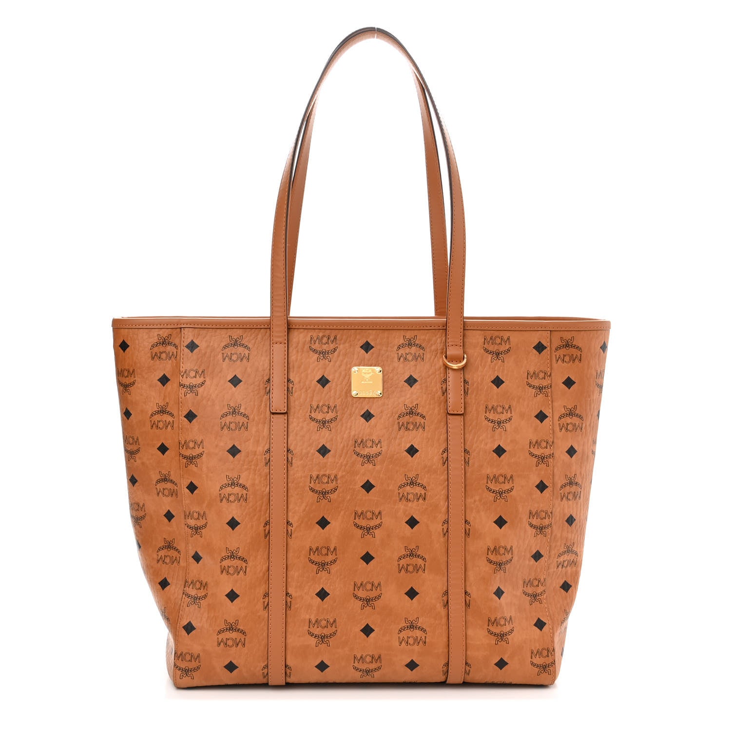 MCM Visetos Toni Shopper Tote Cognac 1 of 10