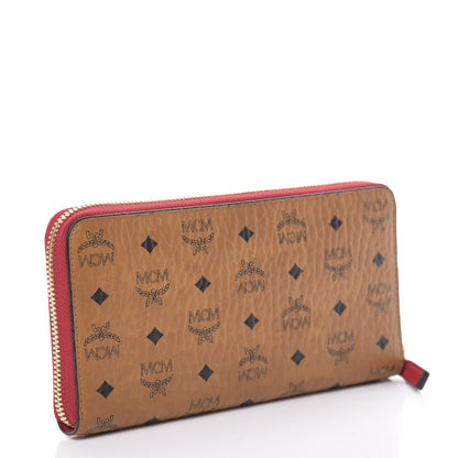 MCM Visetos Large Zip Around Wallet Cognac Red 3 of 8