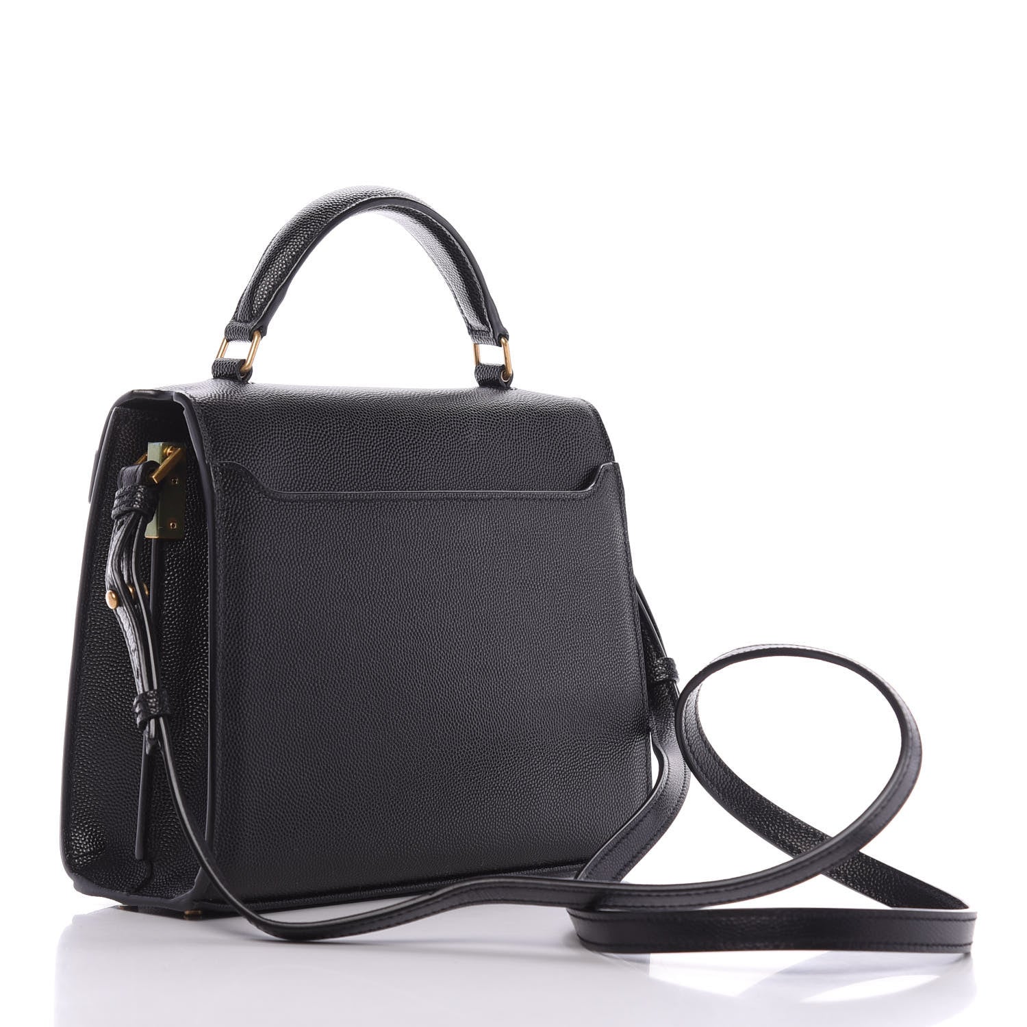 Saint Laurent Grain de Poudre Mini Classic Monogram Cassandra Top Handle Black Rouge Legion 2 of 10