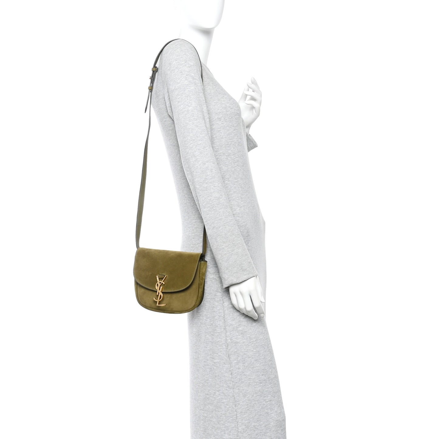 Suede Calfskin Monogram Small Kaia Satchel Olive Green