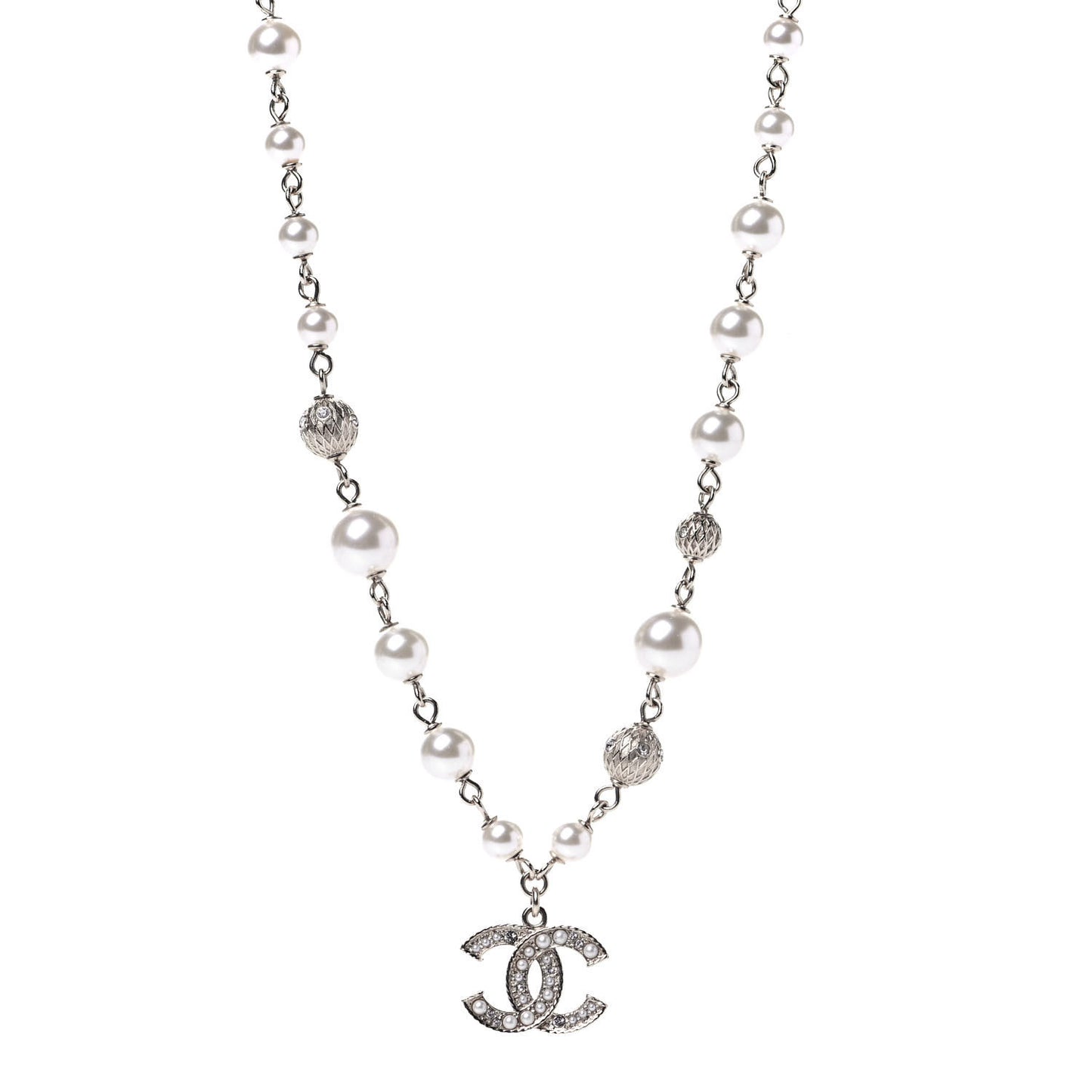 Strass Crystal Pearl Beaded CC Short Necklace Gold