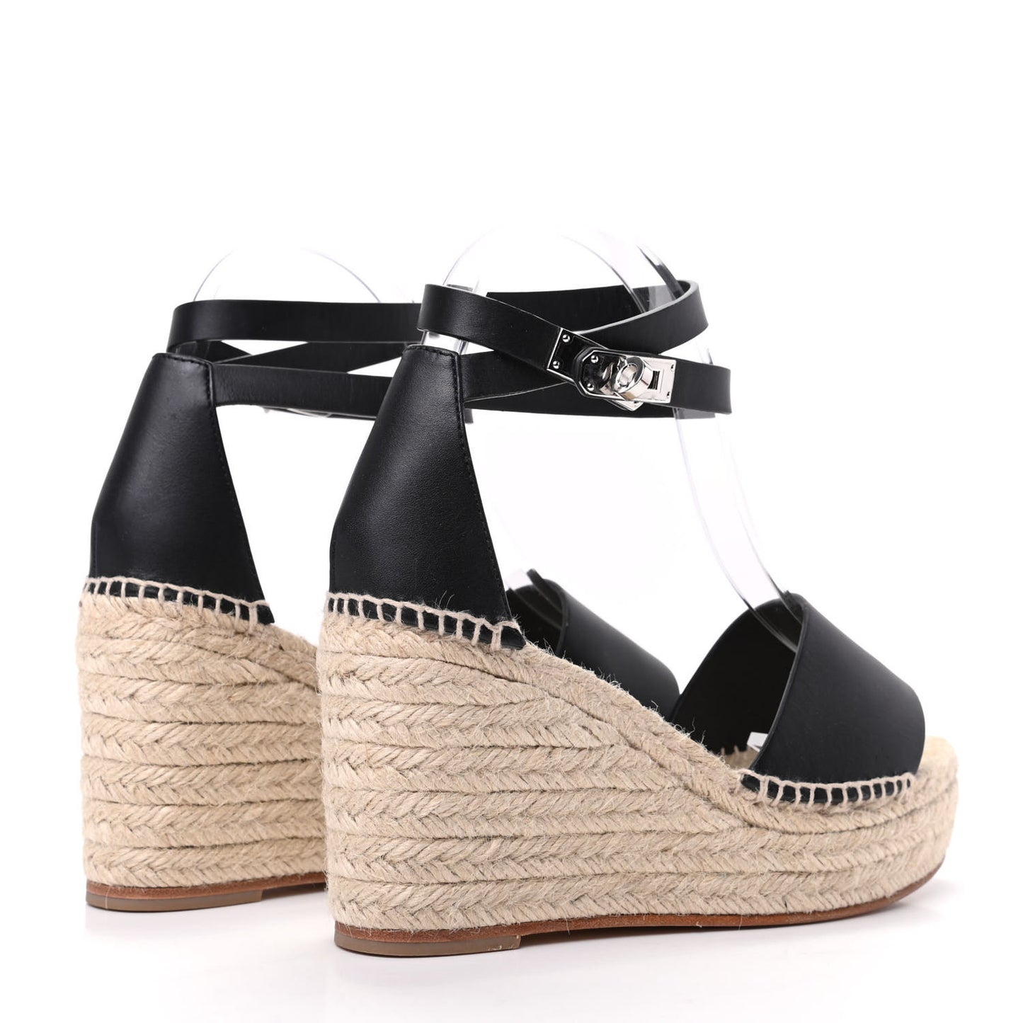Calfskin Tivoli Espadrille Wedge Sandals 37 Black