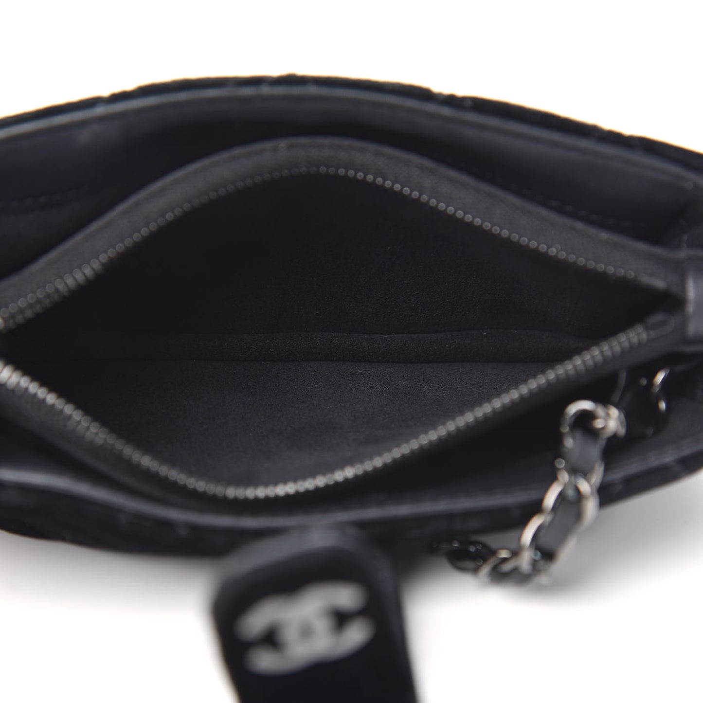 Velvet Quilted Small Clutch With Chain Black