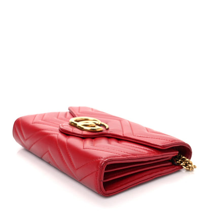 Gucci Calfskin Matelasse GG Marmont Chain Wallet Hibiscus Red 7 of 7