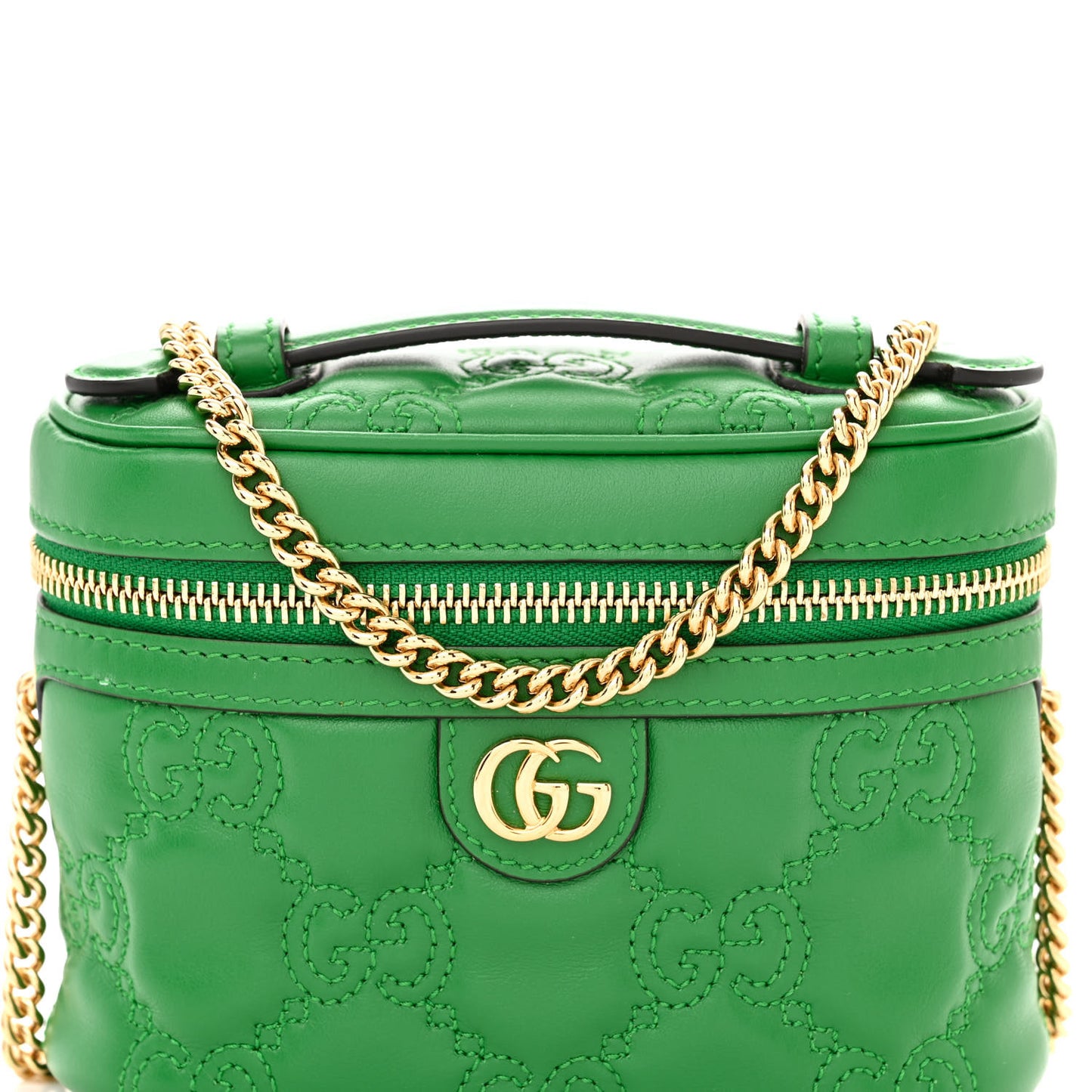 Calfskin GG Matelasse Mini Top Handle Bag Spring Green