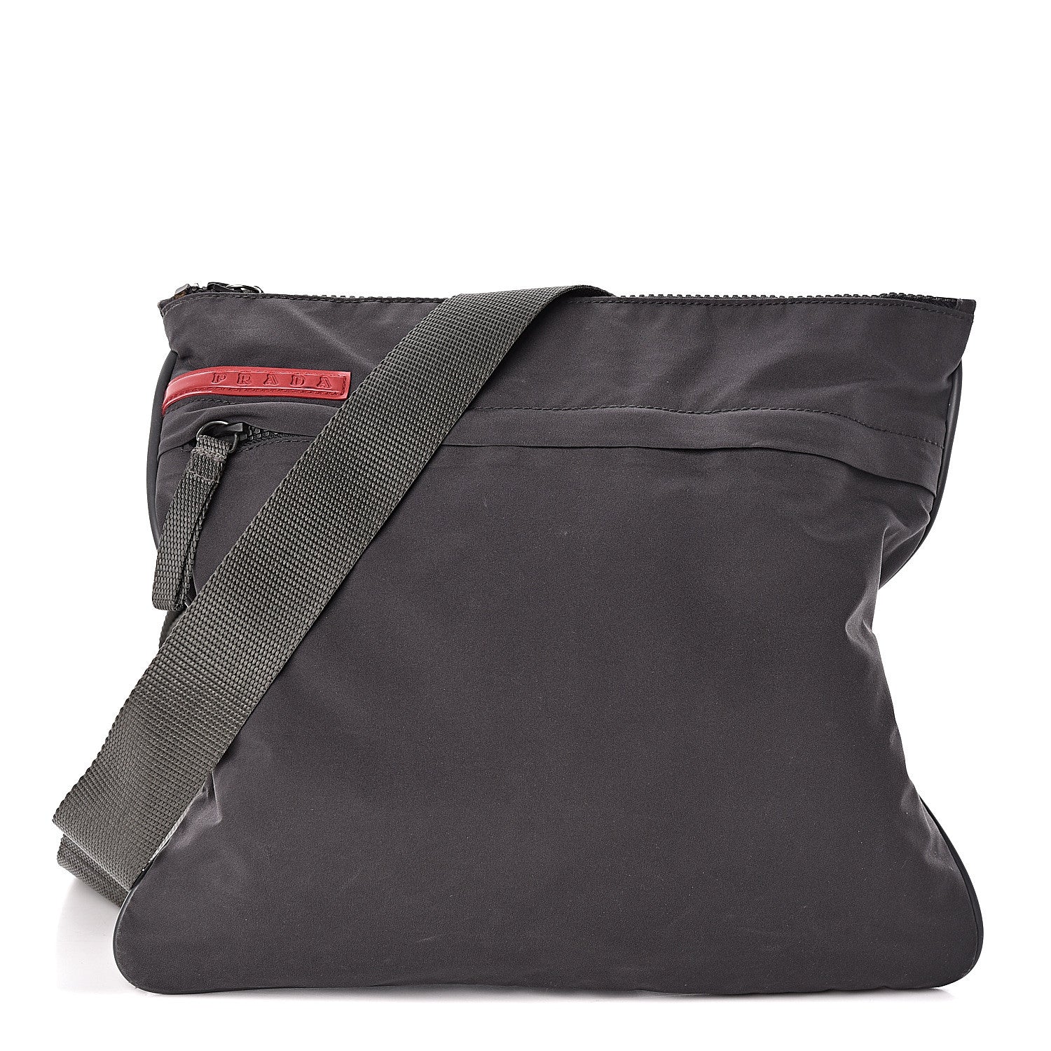 Prada Tessuto Nylon Flat Messenger Bag Grey 1 of 11